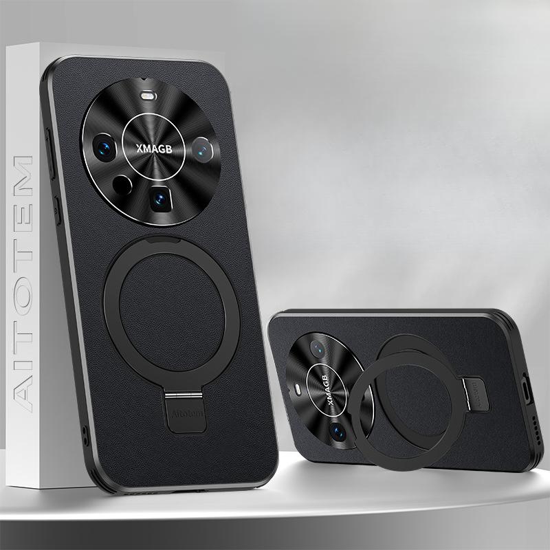 

Suitable for Huawei Mate60pro Mobile Phone Case Bracket Magnetic Absorption M70 Fulcrum Full-invest Anti-fall Business High-end Plain Leather Case Huawei Mate 70Pro +