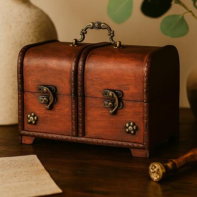 Vintage Boxes with Brass Fittings Set of 3