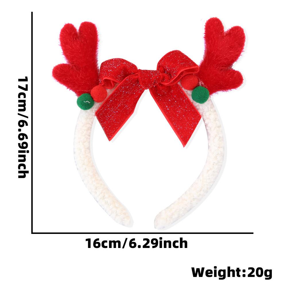 

Причудливый плюшевый ободок с рогами северного оленя в праздничных цветах, идеально подходящий для мероприятий, Рождества Red White Headband
