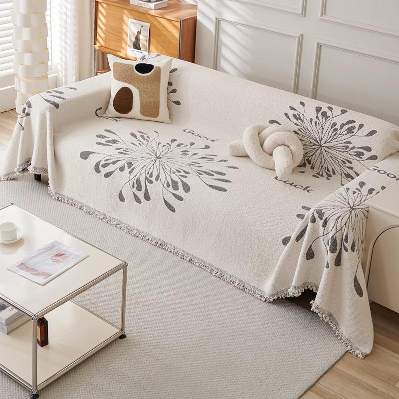 Autumn Winter Thick Solid Color Plush Sofa Towel Sofa Cover Cloth White Sofa Cover Non-Slip One-Piece Cover Towel