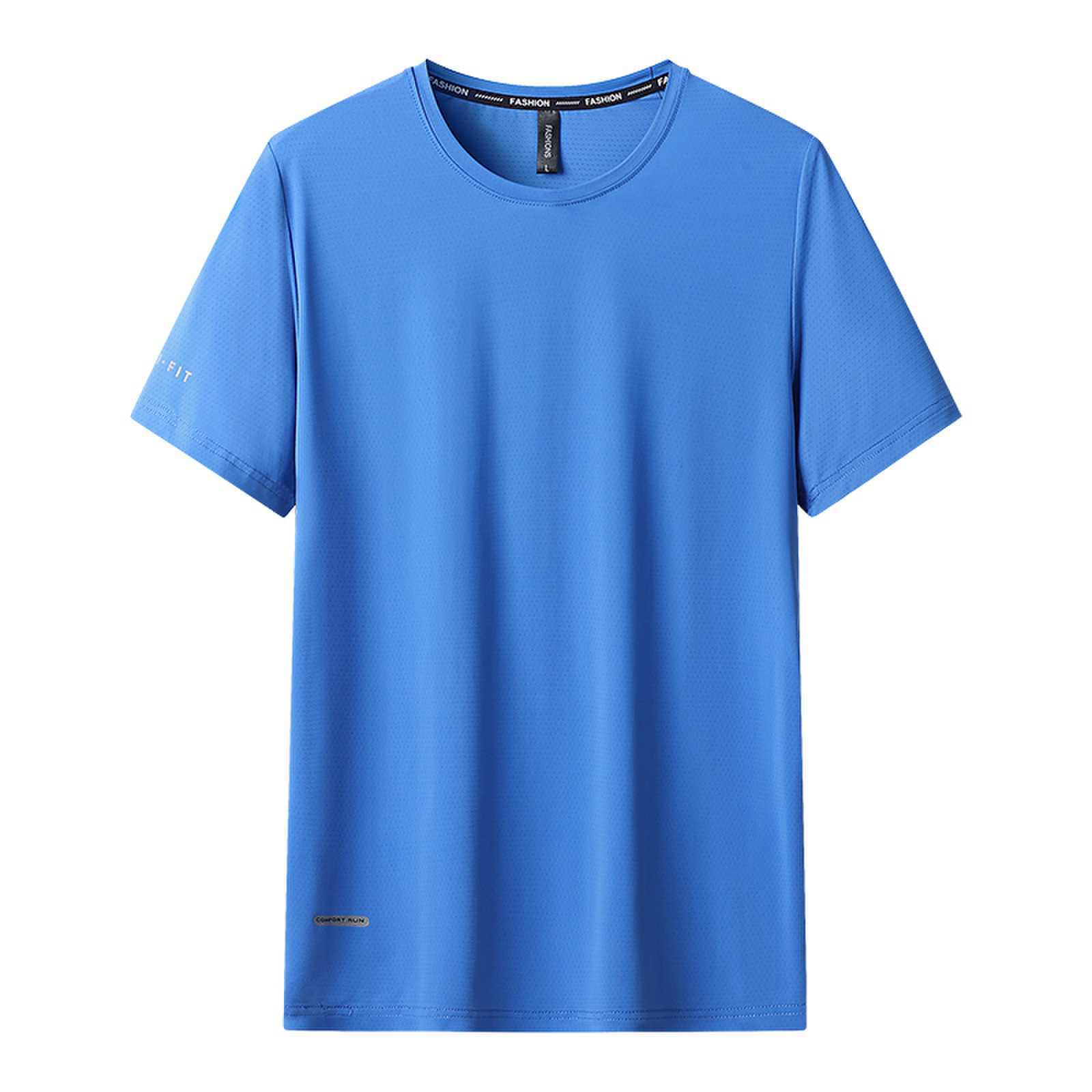 

8XL Большие размеры Мужские быстросохнущие спортивные футболки с короткими рукавами Футболки для бега и тренировок Спортивные эластичные летние повседневные дышащие футболки с круглым вырезом 8XL синий