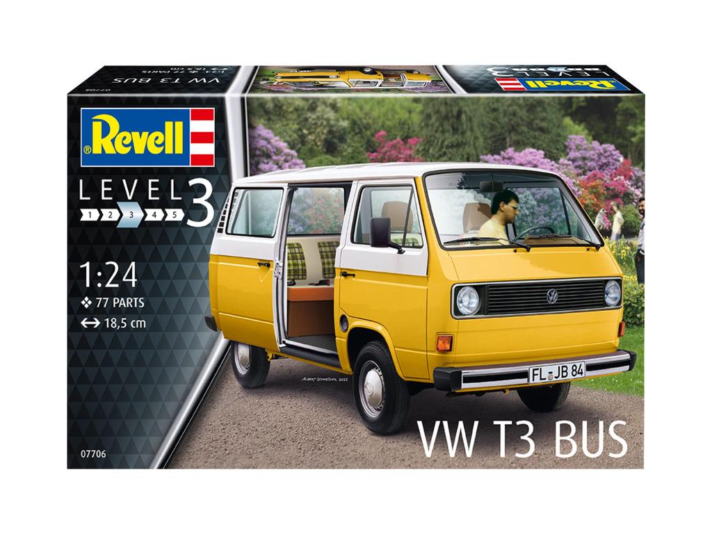 German Revell Scale VW T3 Microbus Plastic Model Kit Molded In Color 1/25 07706,