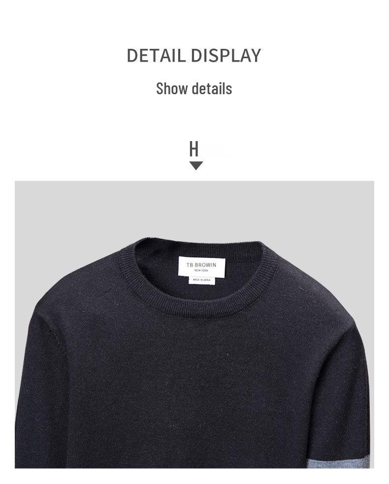 TB BROWIN Wool Four-Bar Round Neck Sweater