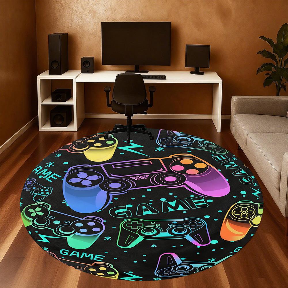 1PC Game Controller Round Chair mat Area Rug - Non-Slip, Floor Mat for Office, Bedroom, and Indoor Decor -Gift D1127197