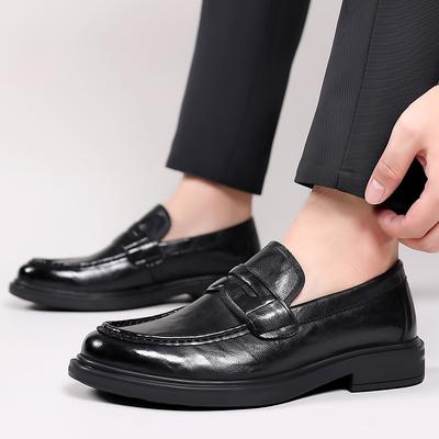 Klassische, modische Business-Lederschuhe mit niedrigem Absatz, Halbschuhe für Herren, weiche Sohle, Mokassin, Hochzeitsschuhspitze, Schlupfschuhe