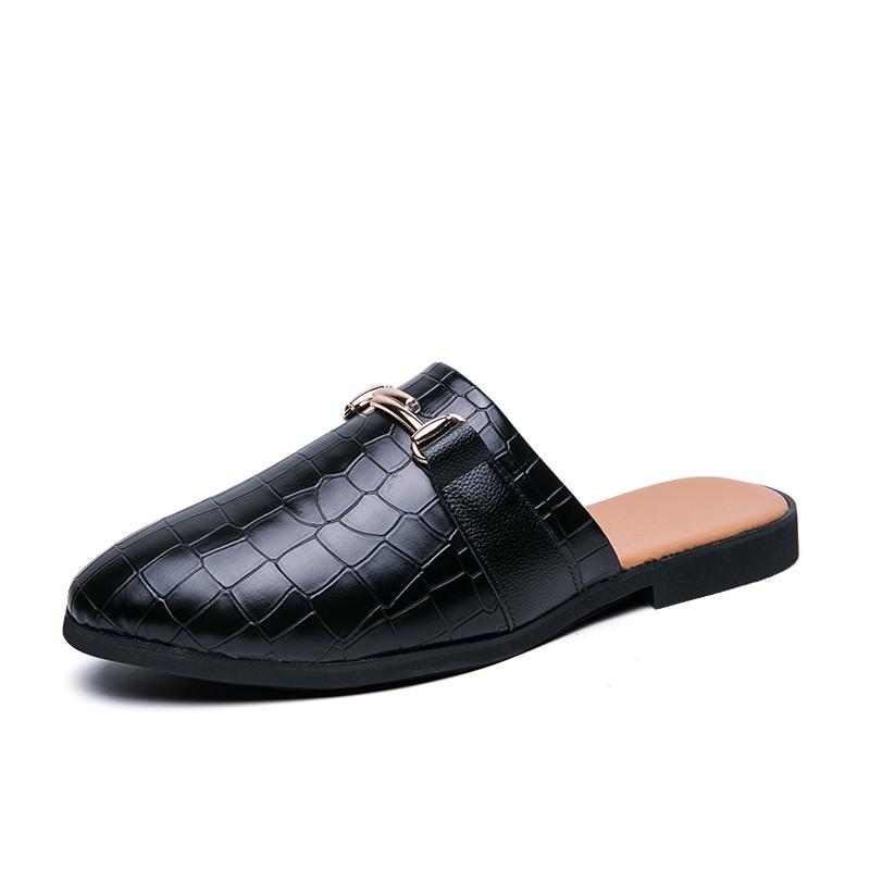 Nuove Scarpe Nere Mezze Scarpe Motivo Coccodrillo Scarpe in Pelle Uomo Mules Scarpe Casual Uomo Sapato Social Masculino Mocassino Uomo Scarpa