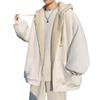 Men's Trendy Lambswool Jacquard Winter Coat - Warm Hooded Plush Cotton Jacket for Teens