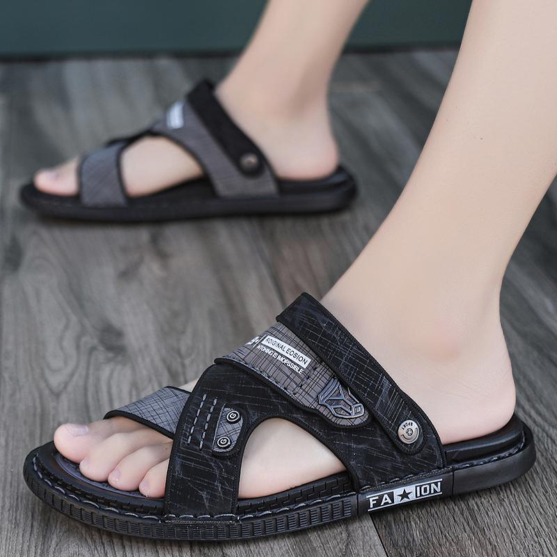 

Модные повседневные пляжные шлепанцы для отдыха, мужские сандалии, летняя мужская обувь 2025, новые уличные кроссовки, мужские ретро, удобные повседневные сандалии, мужские 38 чёрный