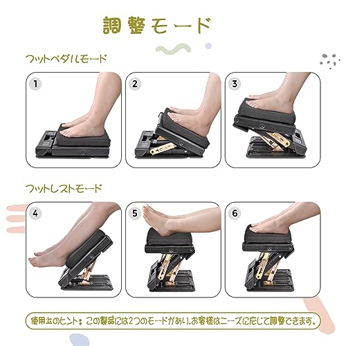 4-Height Adjustable Footrest, Foldable, Under-Desk, Office, Work, Car, or Home Use (Black)