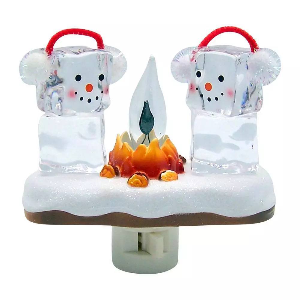 Ghost Campfire Night Light, Plug-in Wall Flickering Flame Nightlight, Halloween 3D Cute Spooky Marshmallow Ghost Decoration for Bedroom