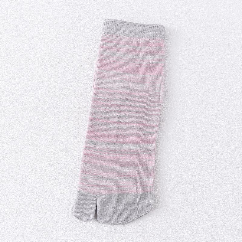 Two-Toe Cotton Socks: Striped, Sweat-Absorbent, Mid-Tube Style for All Seasons, Unisex Split-Toe Design