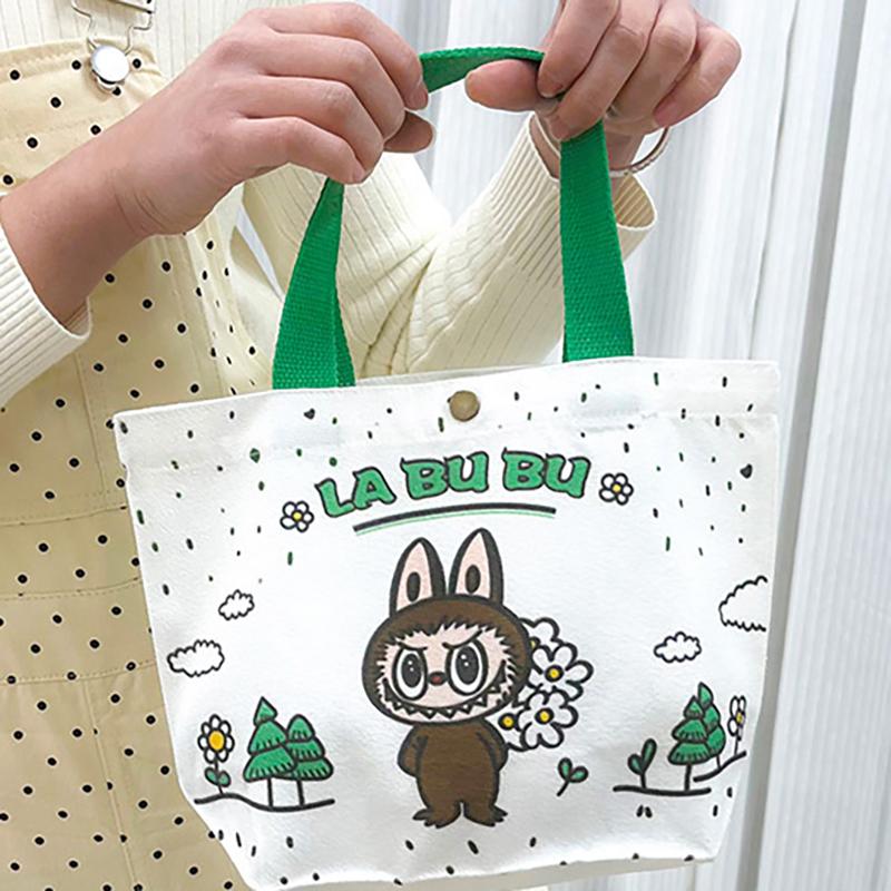 תיק קנבס לאבובו כותנה חמוד מצויר מצחיק תיק טוטה קניות פאוץ' סטודנט נוסע רב-תכליתי פשוט תיקי נשים מתנה