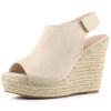 Allegra K Women's Wedge Sandals with Backstrap Platform Espadrilles, Beige, Size 24.0cm