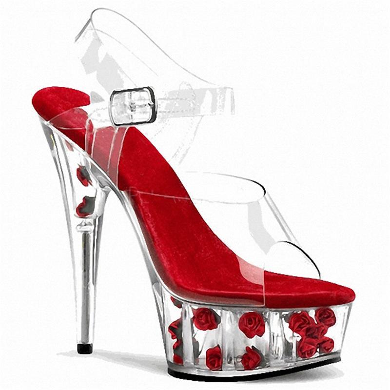 

Женские танцевальные туфли на водной платформе с каблуком 15 см, охлаждающие тапочки с кристаллами для водной платформы, продажа от производителя YKC 46 красный