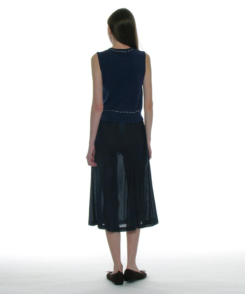 PARTIMENTO WOMEN Studded Knit Sleeveless Top_Navy