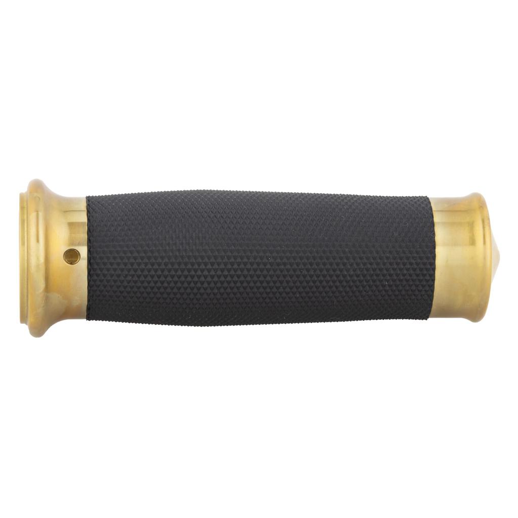 Kijima Motorcycle Parts Metra Aluminum Billet Knurled 128mm x 35mm Grips, Rubber, Diameter, Non-Through Type, Harley-Davidson, Brass, HD-04787