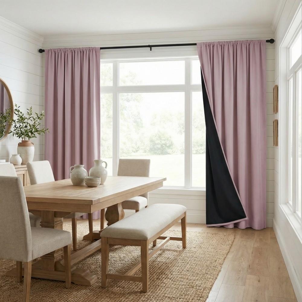 Coated Lining Blackout Curtain with Rod Pocket Curtains for Bedroom Window Curtain Kitchen