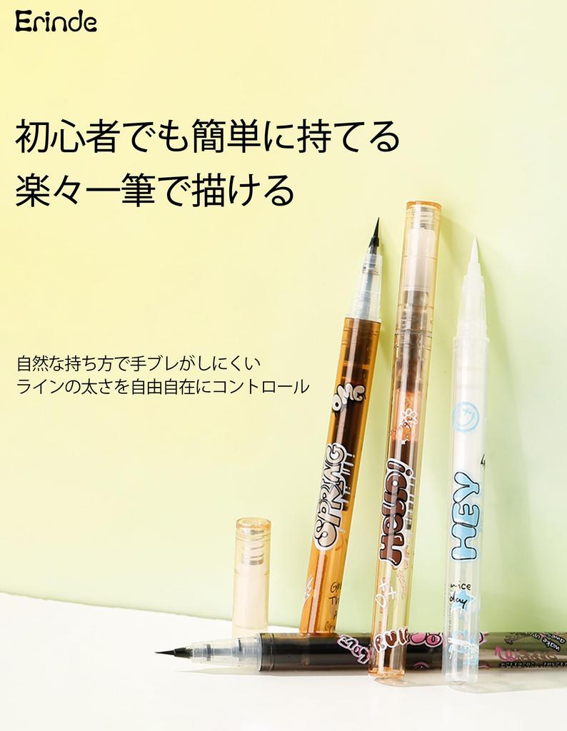 Erinde Liquid Eyeliner Waterproof Strong Easy to Natural Finish Eyeliner, Eyeliner, #01 Black, Pencil, White, Eyeliner, Smudge-Resistant, Smooth,
