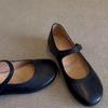 Cowhide Version~ Summer Flat-soled Single Shoes, Evening Breeze Gentle Matching Skirt, Black Small Leather Shoes, French Mary Jane Shoes for Women