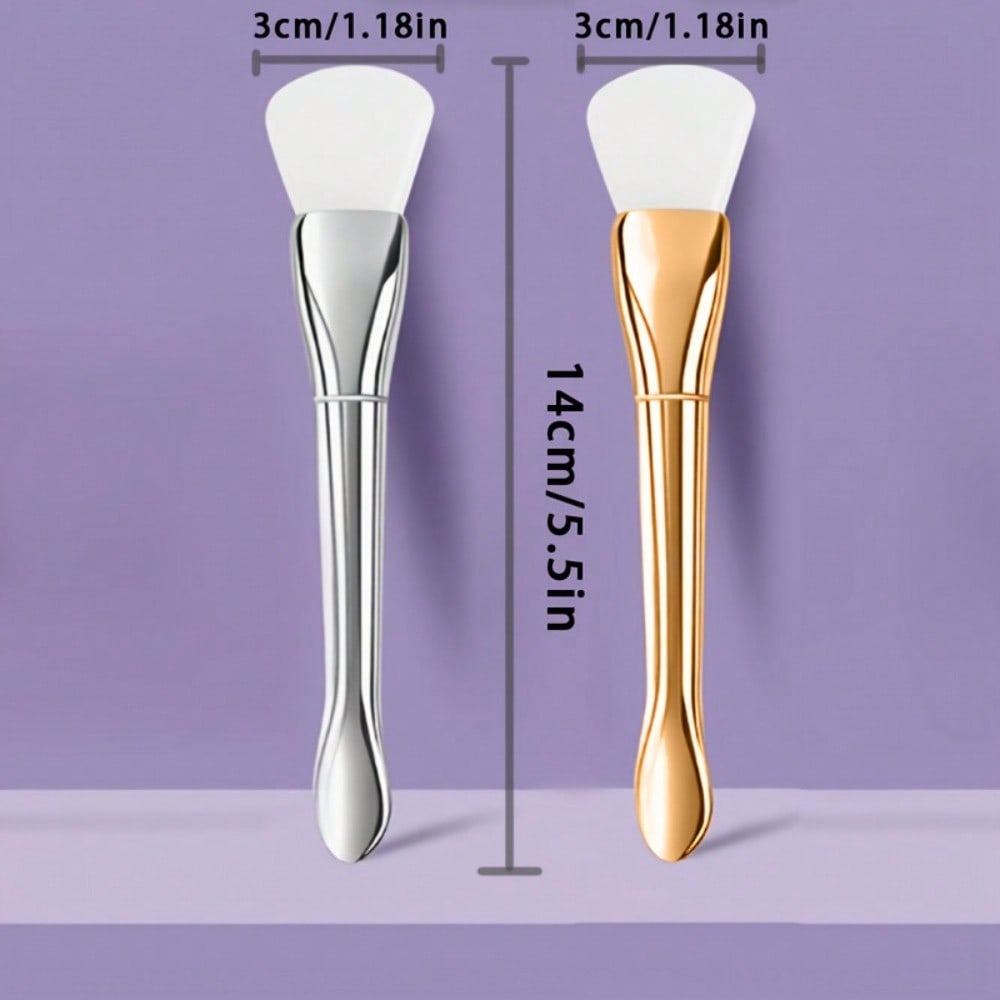1pcs Full Skin Universal Double-Layer Silicone Facial Mask Brush, Metal Handle, Two Tone, Apply Cleaning Two In One Beauty Tool