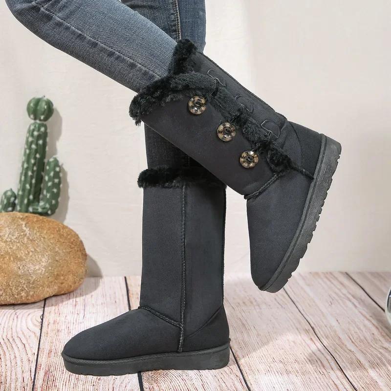 Fashion Ladies Shoes 2024 High Quality Slip-on Women's Boots Fashion Round Toe Daily Boots Women Winter Short Plush Keep Warm Snow Boots