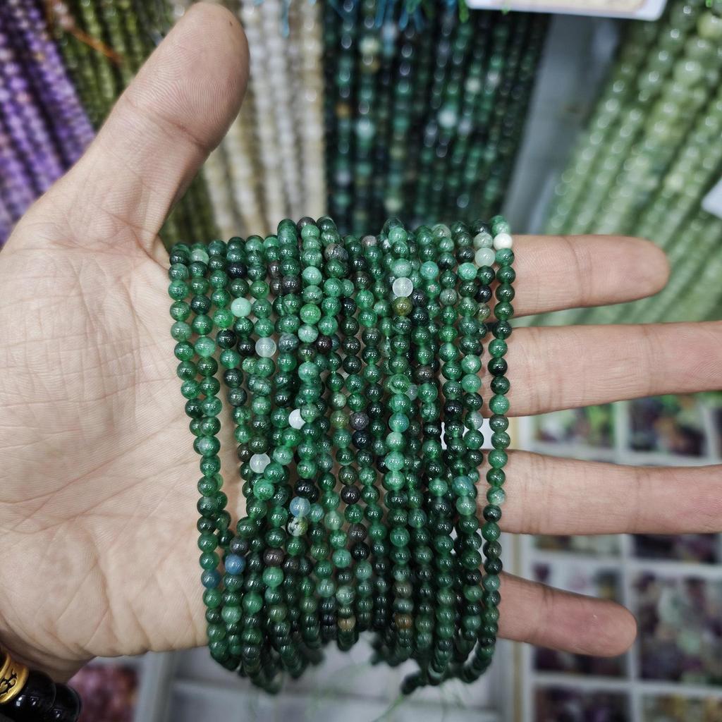 Natural Green Mica Round Beads 4-10mm for DIY Bracelet Jewelry Making