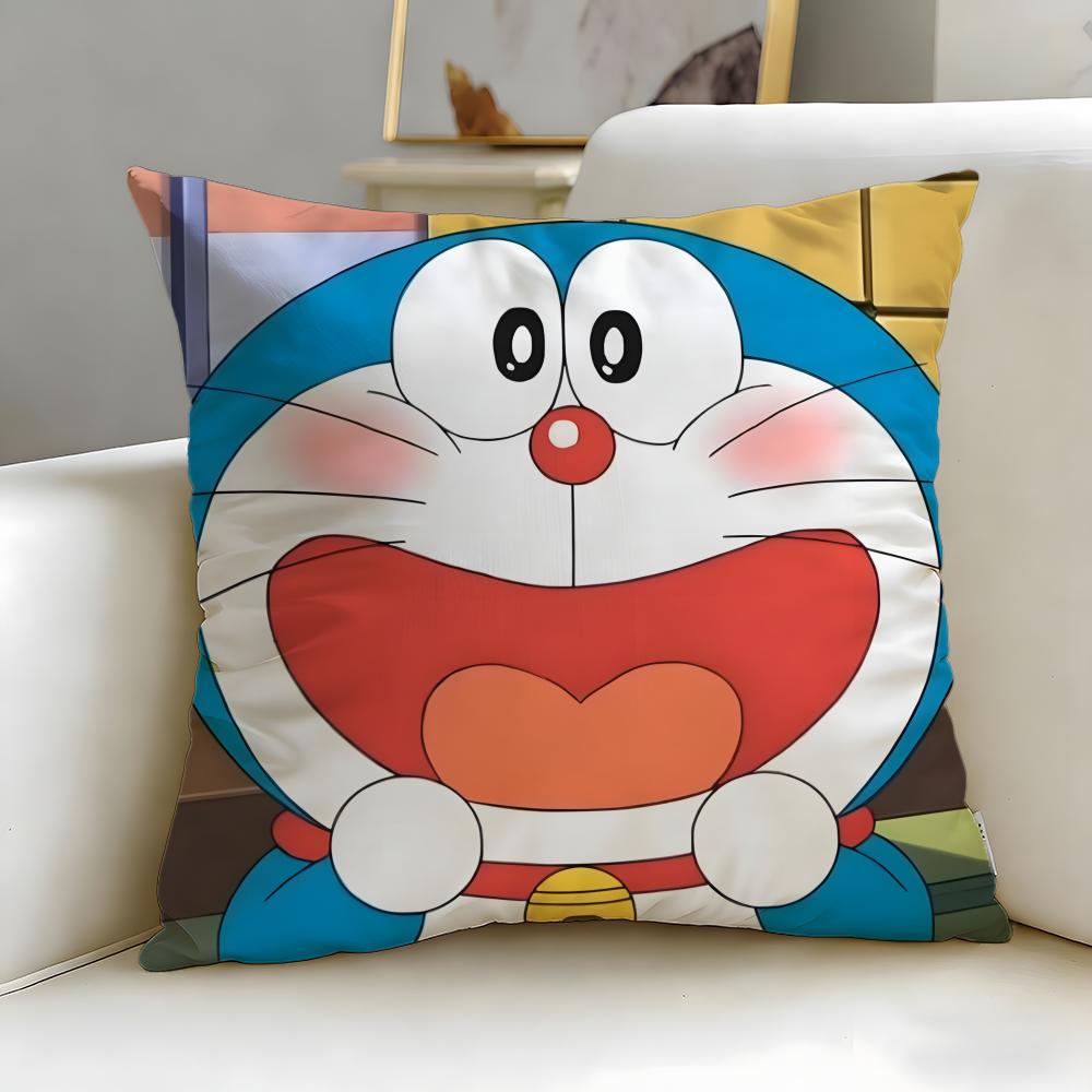 classic anime Doraemon Cushion Cover Soft  EasyWash Pillow Case  Versatile for Couch Bed Travel and Office
