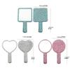 Shiny Love Heart Mirror Rhinestone Hand Cosmetic  Mirror Sweet Handheld Makeup Mirror  Girl