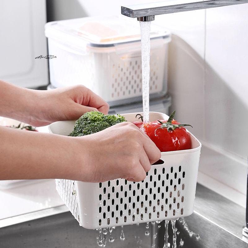 Fridge Organizer Refrigerator Storage Box Fresh Vegetable Fruit Drain Basket Pantry Kitchen Storage Containers