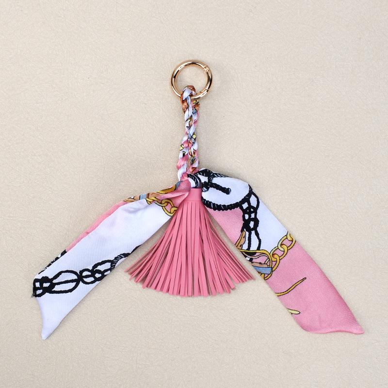 Korean Luxury Leather Bow & Tassel Charm Keychain