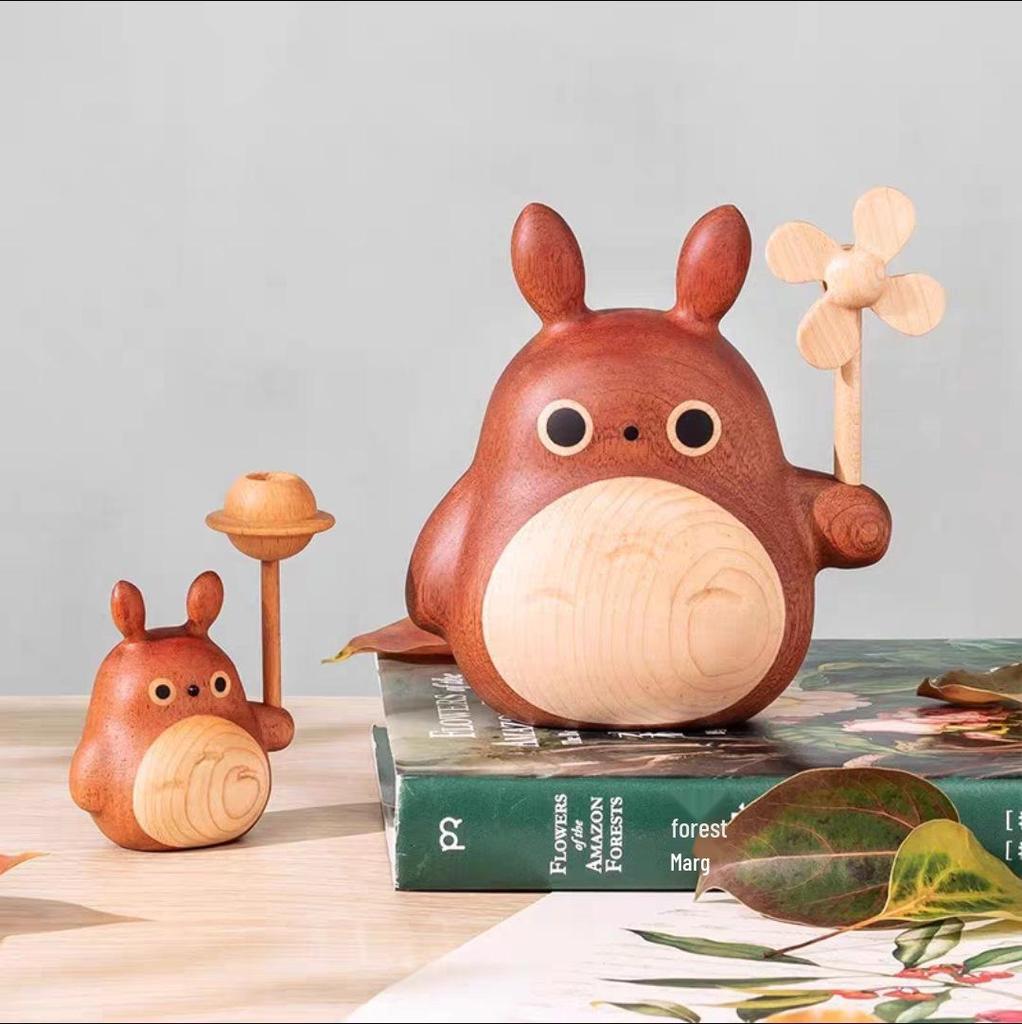 Massivholz Totoro und No-Face Figuren - Niedliche Wohnzimmerdeko und Geschenke