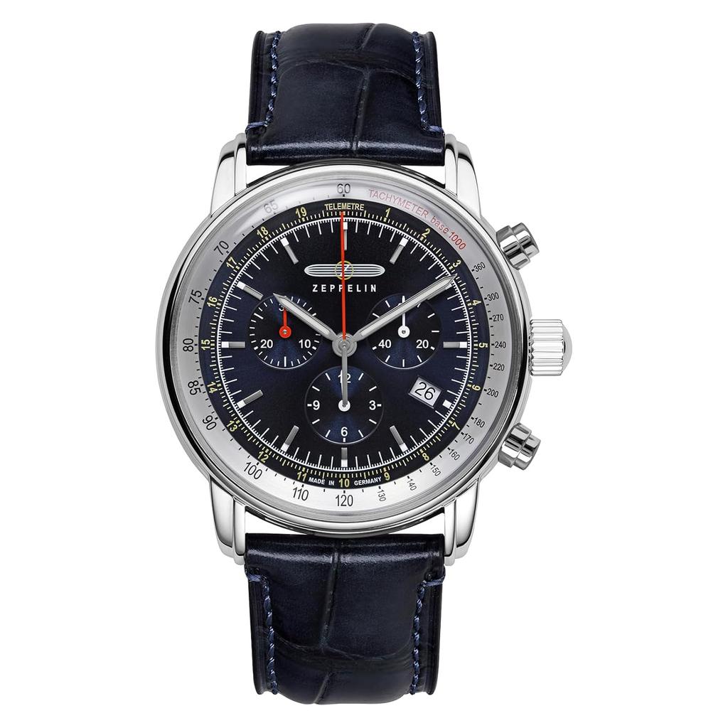 ZEPPELIN Mens Watch LZ 14 Marine 8888-3 Quartz 5 ATM Water Resistant Mineral Glass Dark Blue Dial Stainless Steel