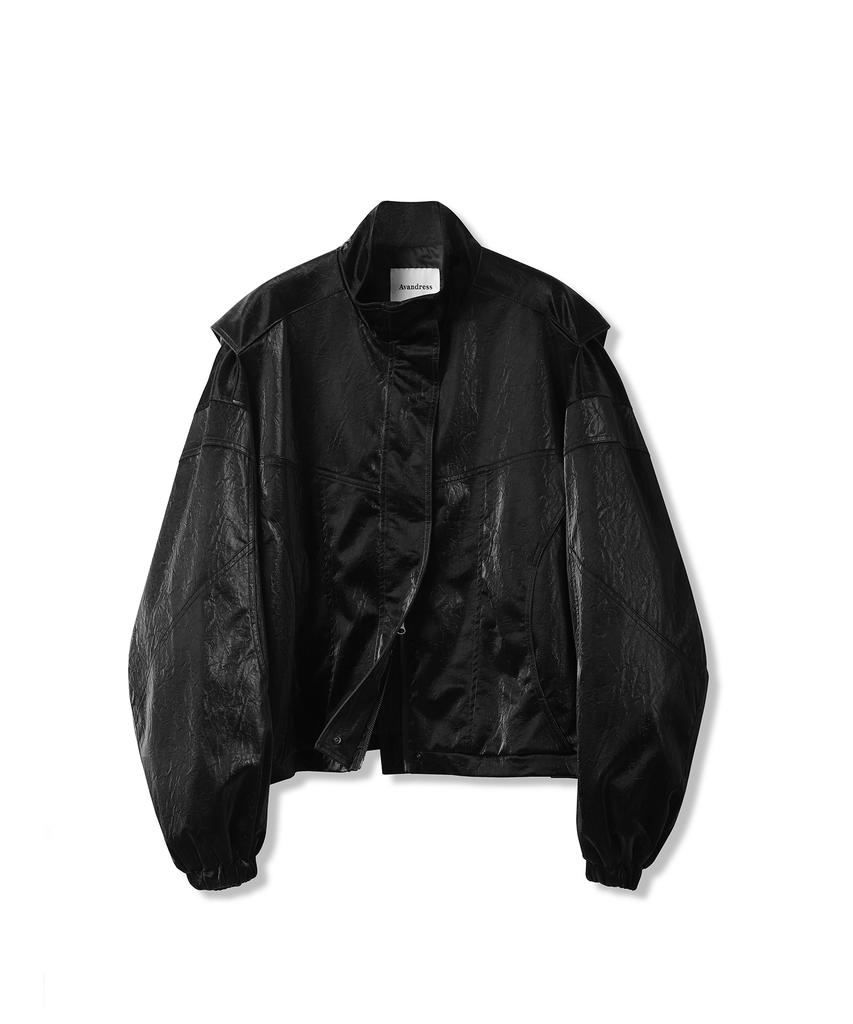 Avandress Stitch Art Leather Jacket Black