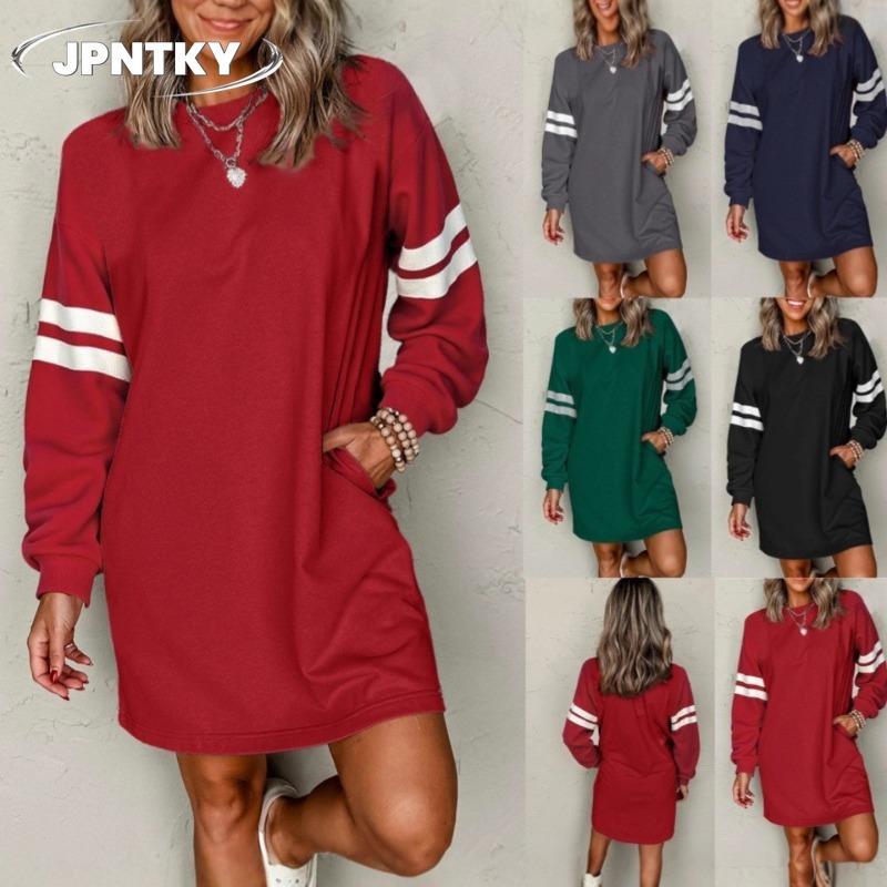 JPNTKY Moda Autunno Inverno Manica Lunga Girocollo Abiti Casual