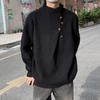Men's Sophisticated Half-High Neck Button-Up Heavyweight Winter Sweater