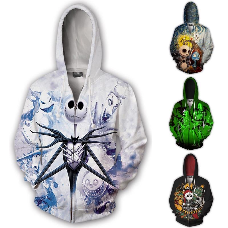 Stylish Nightmare Before Christmas Hoodies Sweater Zipper Men's Sweatshirt Jacket Coat