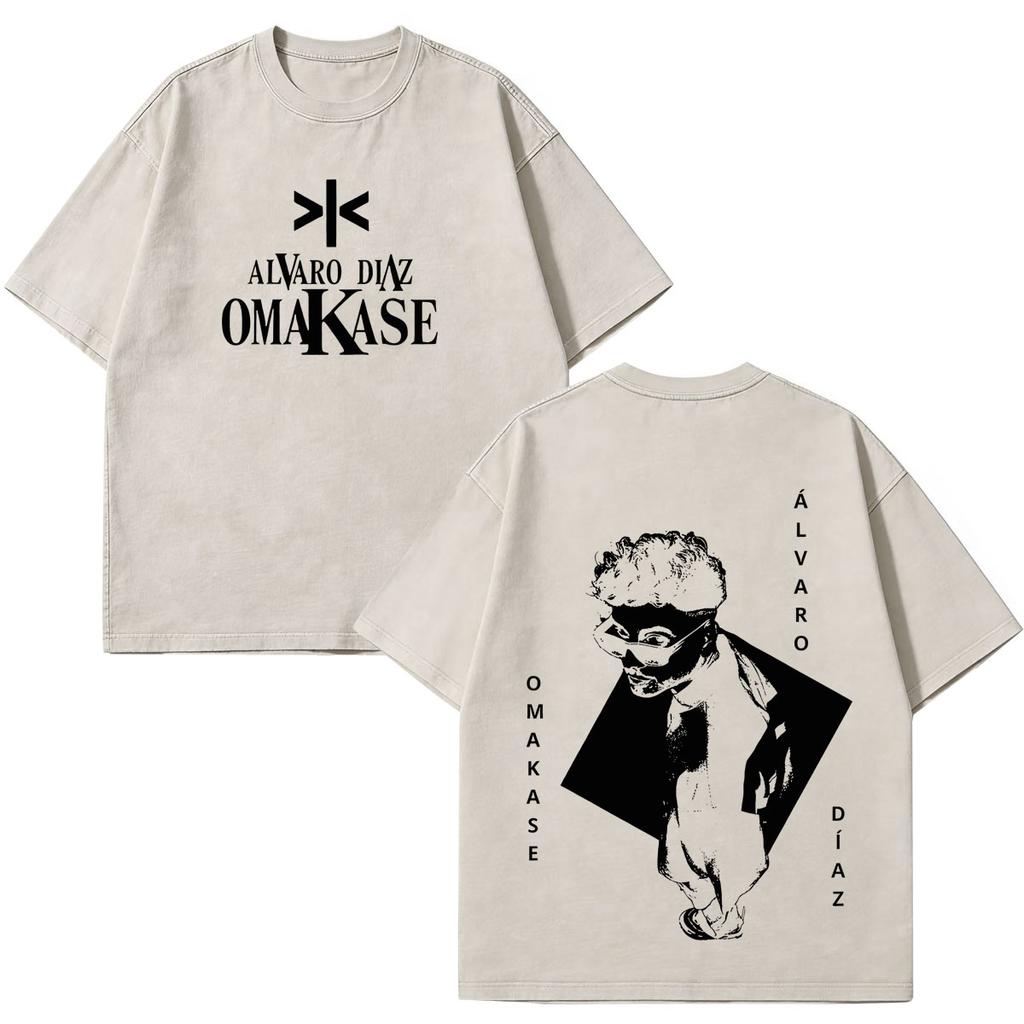 Alvaro Diaz Omakase Album 2026 Tour Merch T Shirt Unisex Unisex Hiphop Tshirt Shortsleeved Casual Cotton Vintage Washed Tshirts