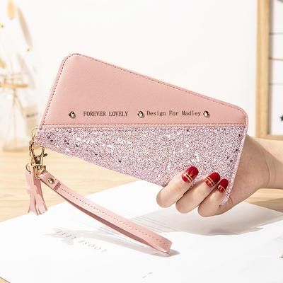 Fashion Women's Pu Leather Long Wallets Sequins Patchwork Glitter Wallet Coin Purse Female Wallets Girls Gifts