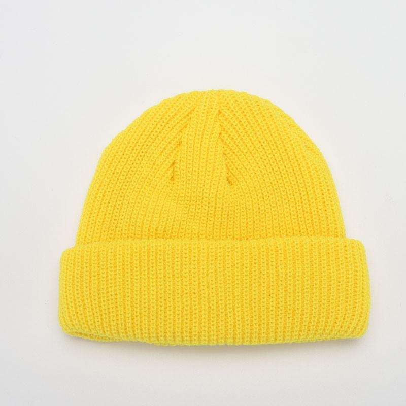 

Шапки для женщин, черная вязаная шапка, зимние мужские шапки, женские шапки, тюбетейка, однотонная кепка в стиле ретро без полей, мешковатая жёлтый