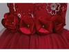 Girls' Red Embroidered Long Evening Dress - Christmas Princess & Performance Outfit