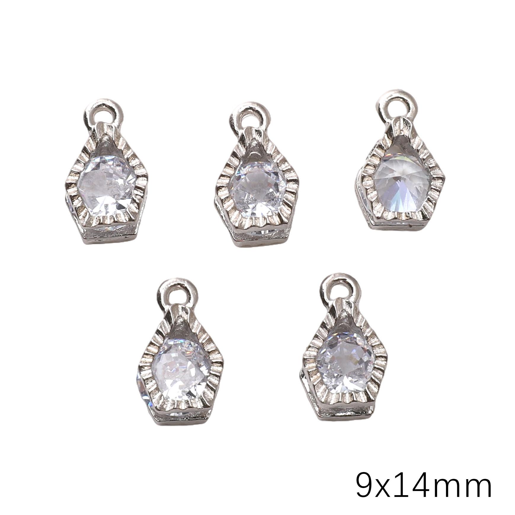 

Alloy Charms Inlaid Zircon Heart Star Rhinestone Pendant Accessory For DIY Earring Necklace Accessories 9x14mm 5pcs срібний