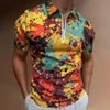 Tropical Flamingo Print Short Sleeve Polo, Casual Summer Top