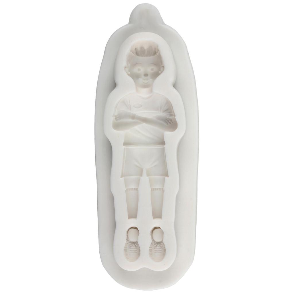 Moldes de Silicone Jogador de Futebol Jogador de Futebol Chuteiras Molde de Fondant Ferramentas para Decoração de Bolo Topper de Cupcake Doce Chocolate Molde de Pasta de Goma