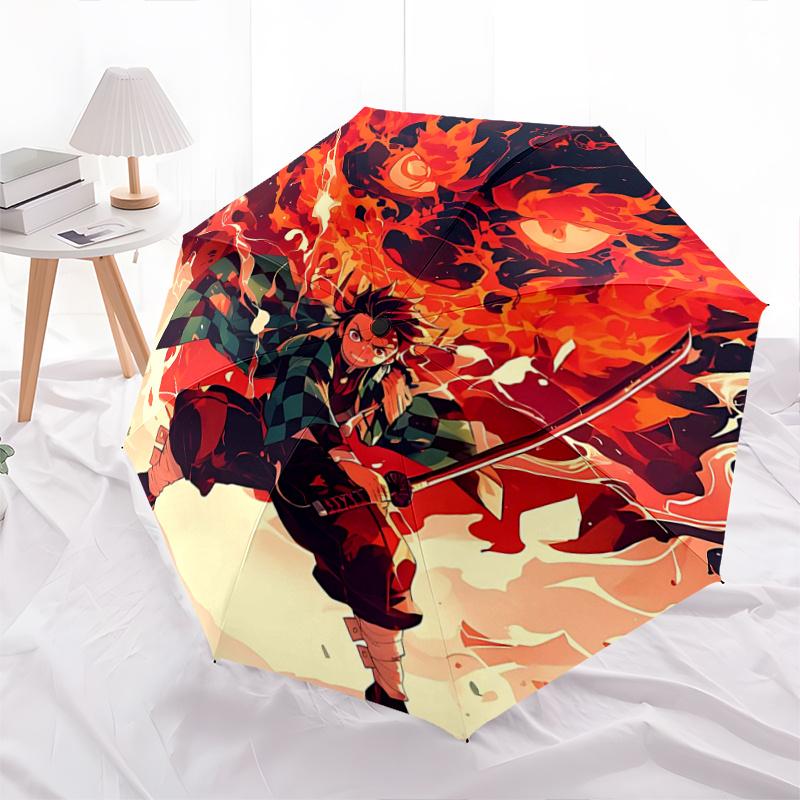 

1pc Demon Slayer Tanjiro s Pattern Umbrella, Fashionable, Personalized, High-Value Folding Umbrella, a Must-Have for Summer, 8-Rib Durable Iron F