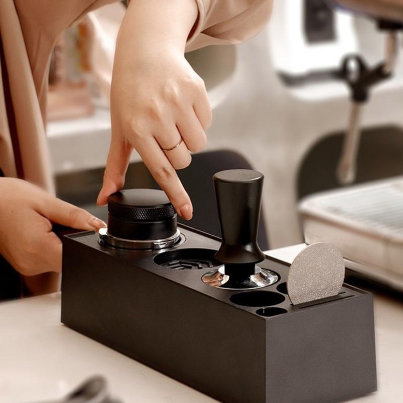 ABS Coffee Portafilter Rack Distributor Holder Convenient Espresso Tamper Mat Stand with Drawer Coffee Accessories