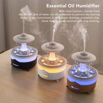 UFO Raindrop Humidifier with Colorful Lights Remote Control Timing Humidifier Aroma Humidifier 100‑240V Wood Grain