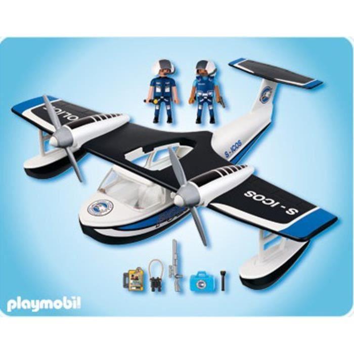Playmobil - policiers et hydravion 4445 - hélices tournantes - accessoires inclus - mixte - a partir de 4 ans