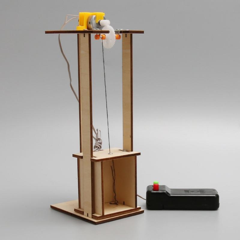 Diy Wooden Handicraft Science Experiment Elevator Lift Plaything Scientific Experiment Plaything Assembly Game Teaching Tool