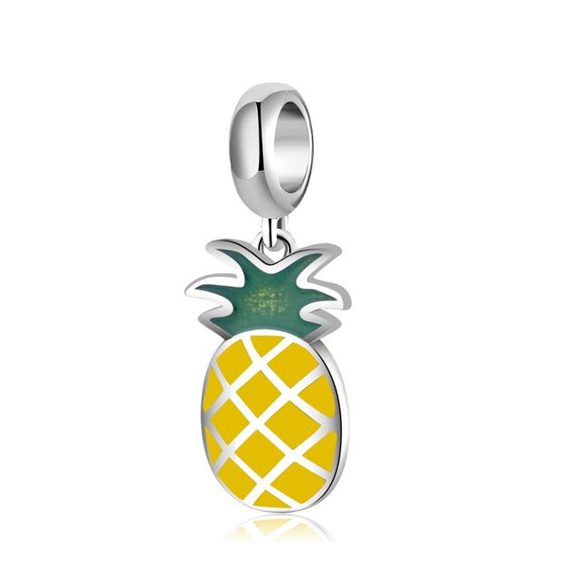 925 Sterling Silver Microphone Shape Flamingo Pink CZ Beads Fit Original Designer Charms Bracelet Bangles DIY Jewelry Making