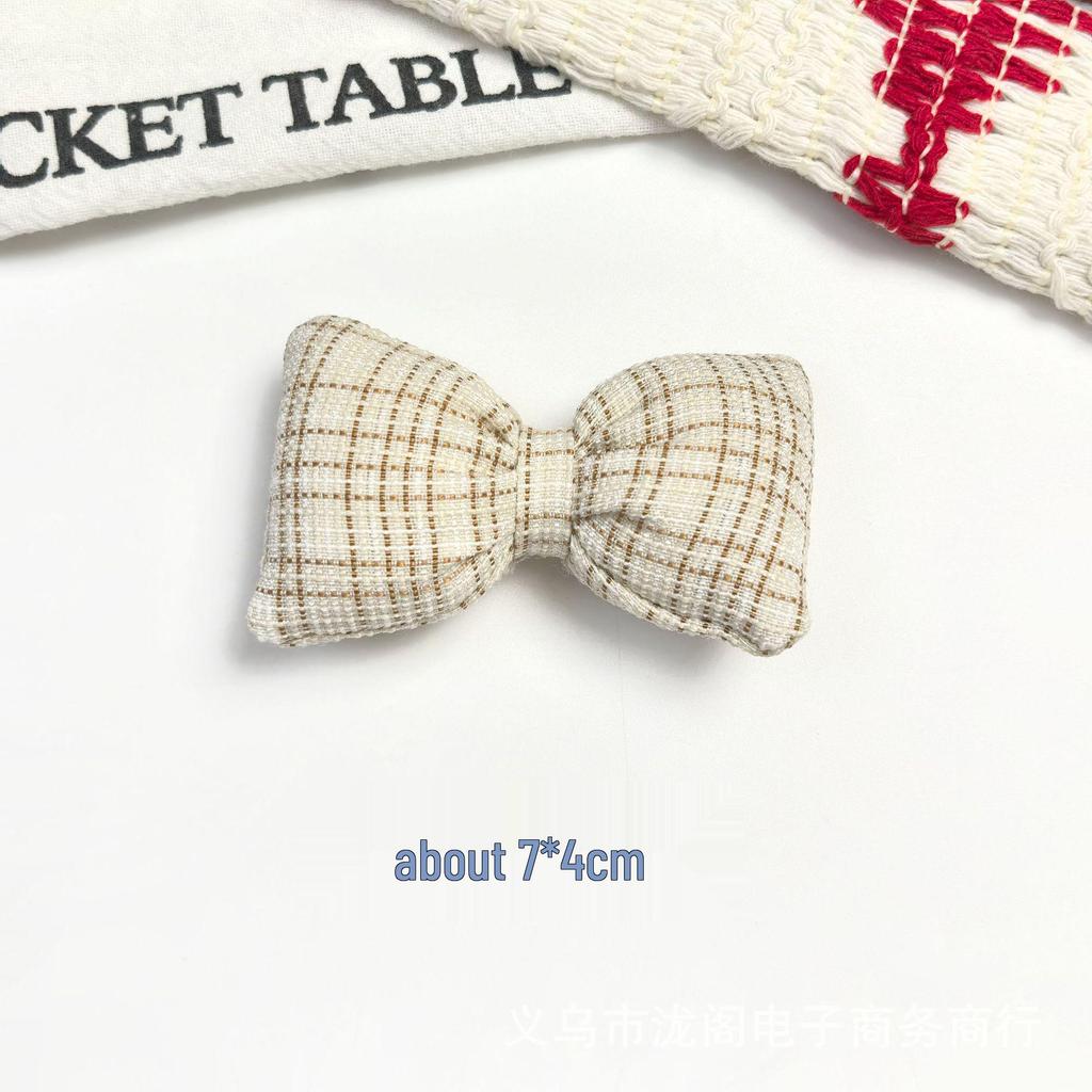 New Cotton-Filled Plaid Bow Knot Hair Clip & Scarf Decoration - Korean Style DIY Jewelry